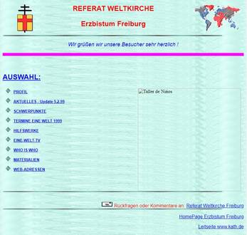 Screenshot der Website des Referat Weltkirche vom 05-02-2000