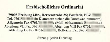 Bild vom Kopf der Erzbischöflichen Personalschematismus 1999